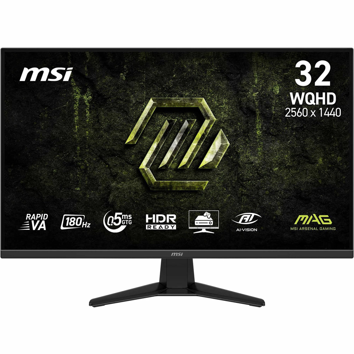 MSI MAG 325QFA E18V 32-Inch WQHD Gaming Monitor, 2560 x 1440 Rapid VA, 180 Hz, 0.5 ms, HDR-capable, Eye Care, HDMI 2.0b, DP 1.4a, Borderless, Tilt, VESA Mount, Black - 4711377389570