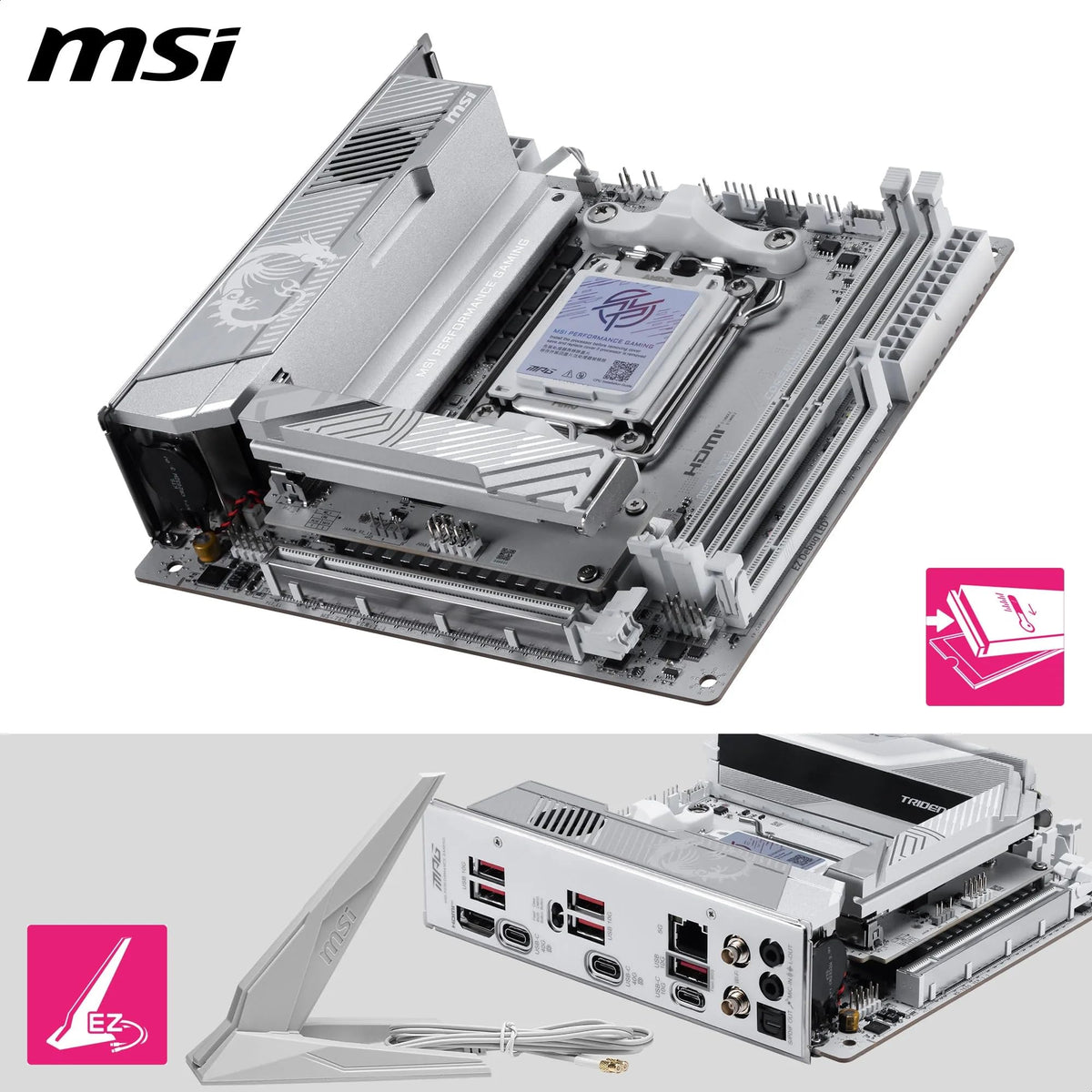 MSI MPG X870I Edge TI EVO WiFi Placă de bază, ATX - Suportă procesoare AMD Ryzen 9000/8000/7000, AM5-110A SPS VRM, DDR5 Memory Boost 8200+MT/s (OC), PCIe 5.0 x16, M.2 Gen5, Wi-Fi 7, 5G LAN - 7E50-001R