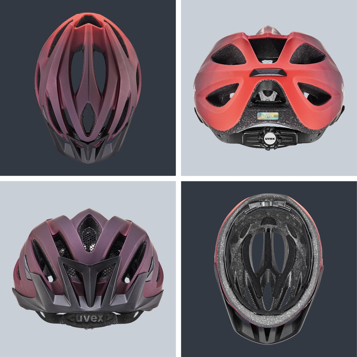 uvex viva 3 - lightweight all-round helmet for men and women - individual size adjustment - washable interior - plum - grapefruit matt - 52-57 cm - S4109841015