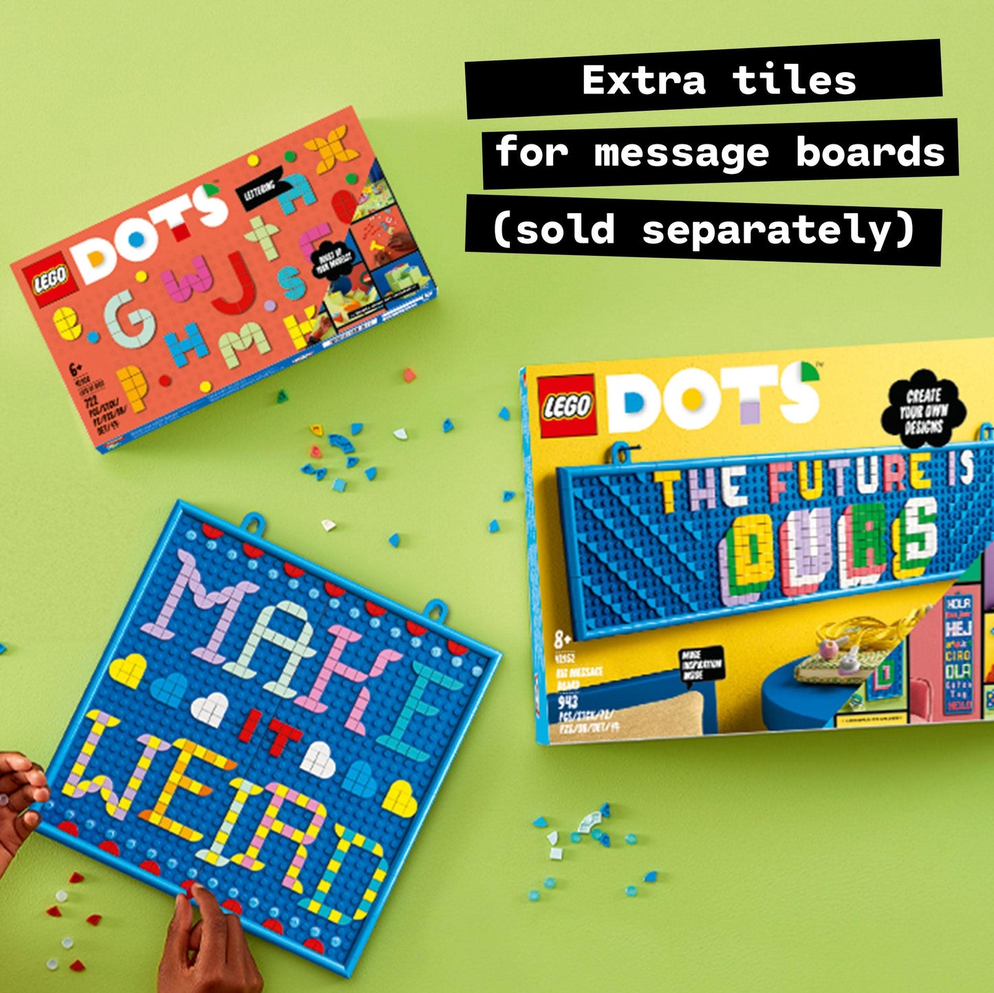 LEGO 41950 DOTS extension set XXL - messages, creative set for DIY message board for children, toy craft set with letter building blocks