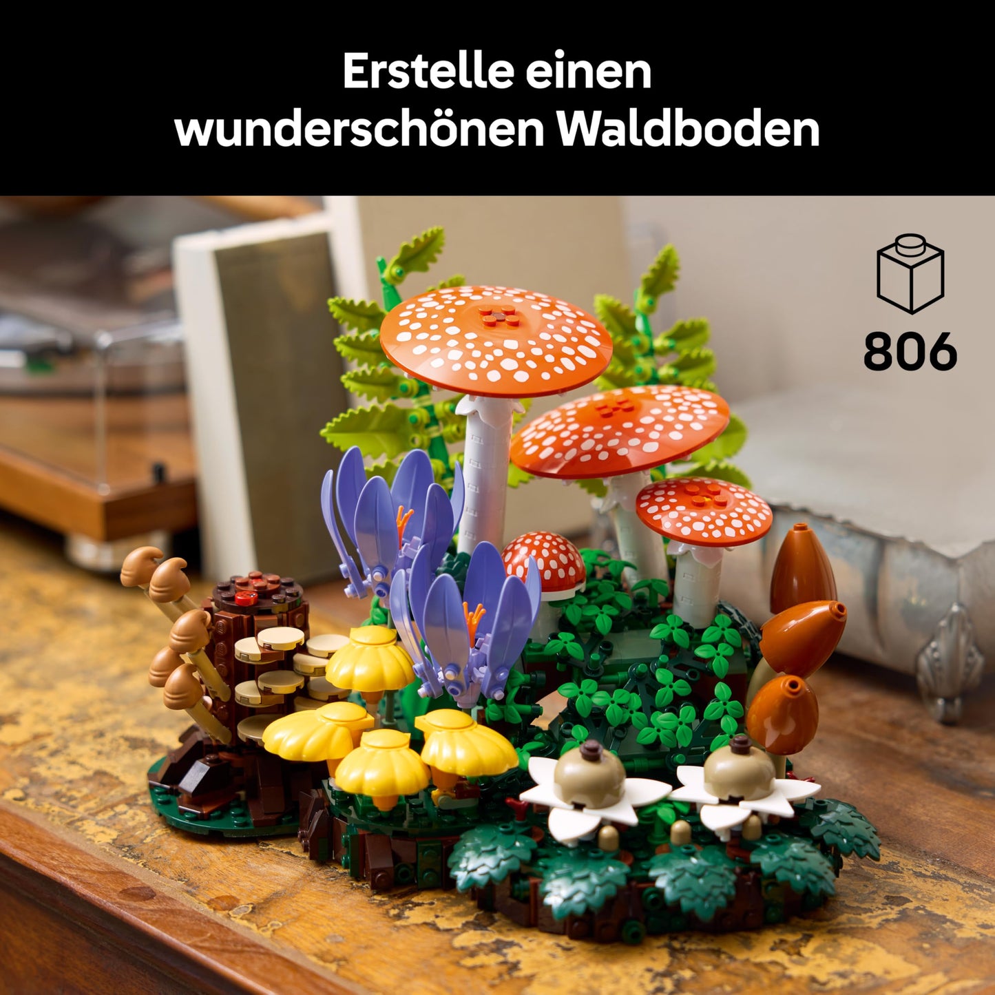 LEGO Botanicals Forest Mushrooms - Artificial Plant Set for Adults - Including Fly Agaric & Artificial Flowers for Living Room or Bedroom Decoration - DIY Gift Idea - 11505