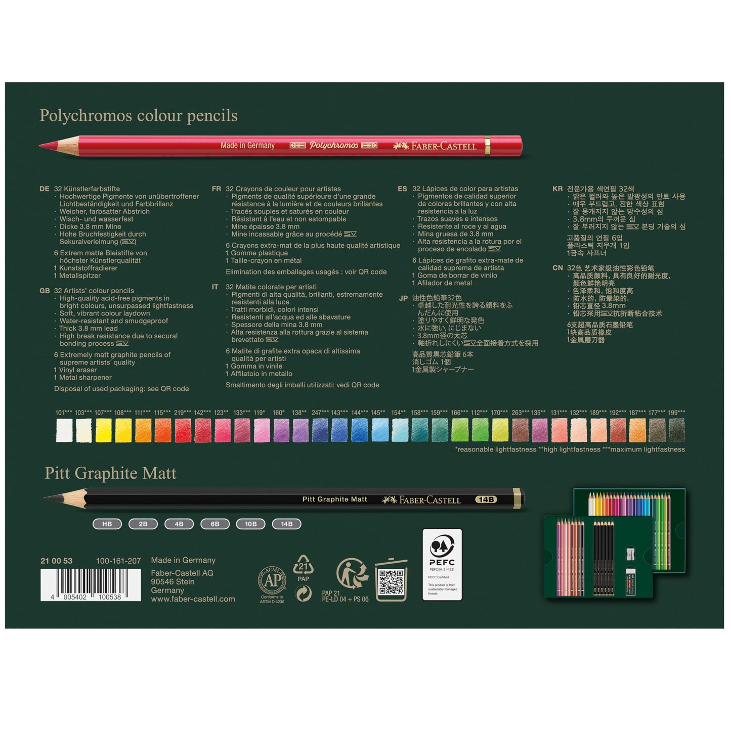 FABER-CASTELL - Drawing set Polychromos & Graphite Matt, 40 pieces - FC210053