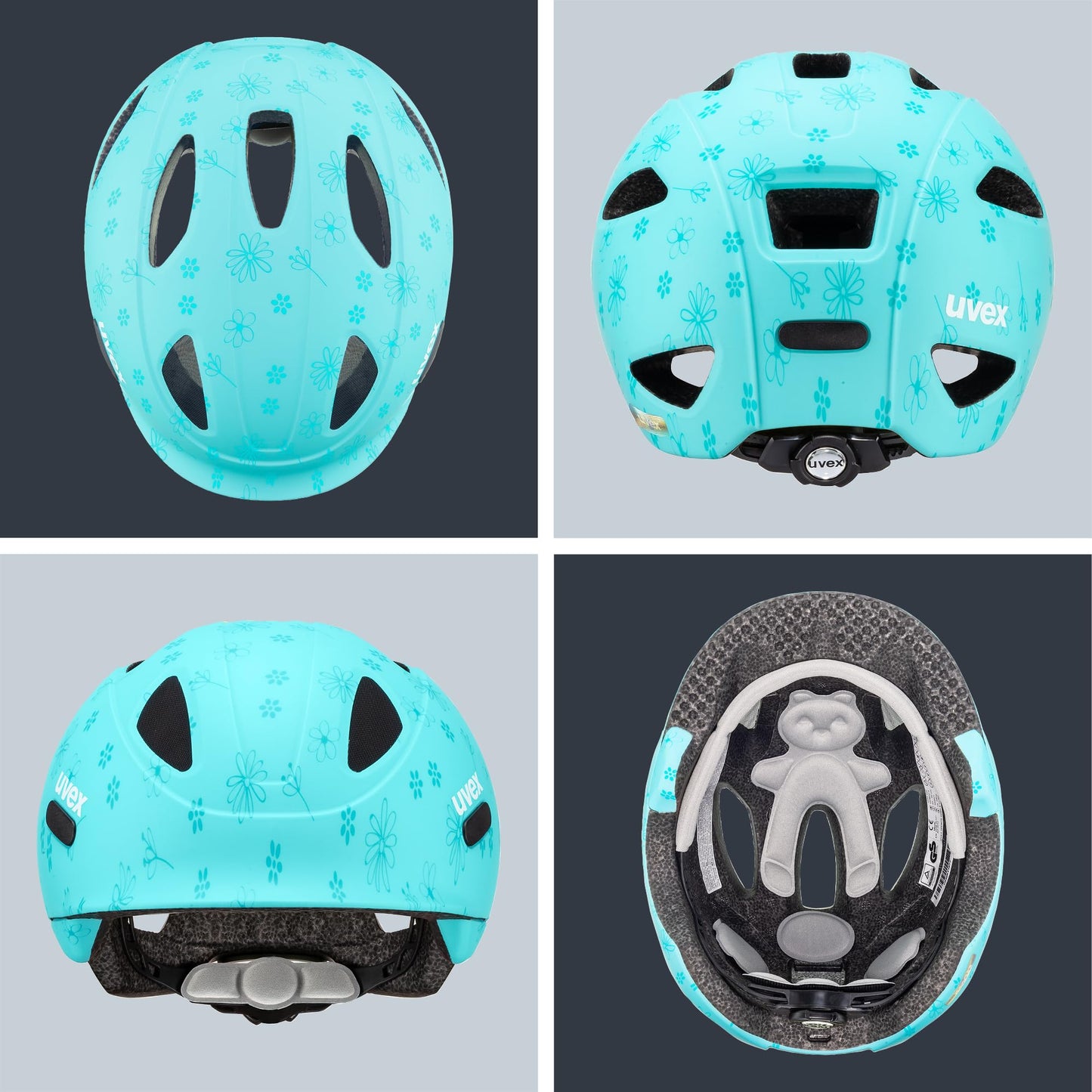 uvex OYO Style children's bicycle helmet, Flowers Cyan matt, 50-54 cm - S4100471017