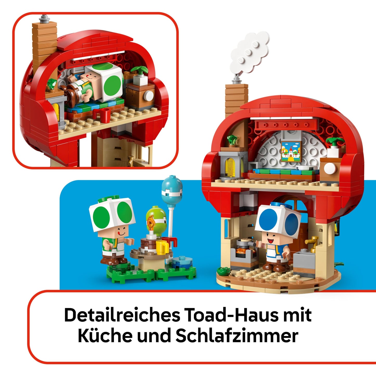 LEGO Super Mario Party at Toad's House - Interactive set with 2 figures, kitchen, bedroom & picnic table - Children's building playset - Gamer gift for boys and girls aged 7 and up - 72041