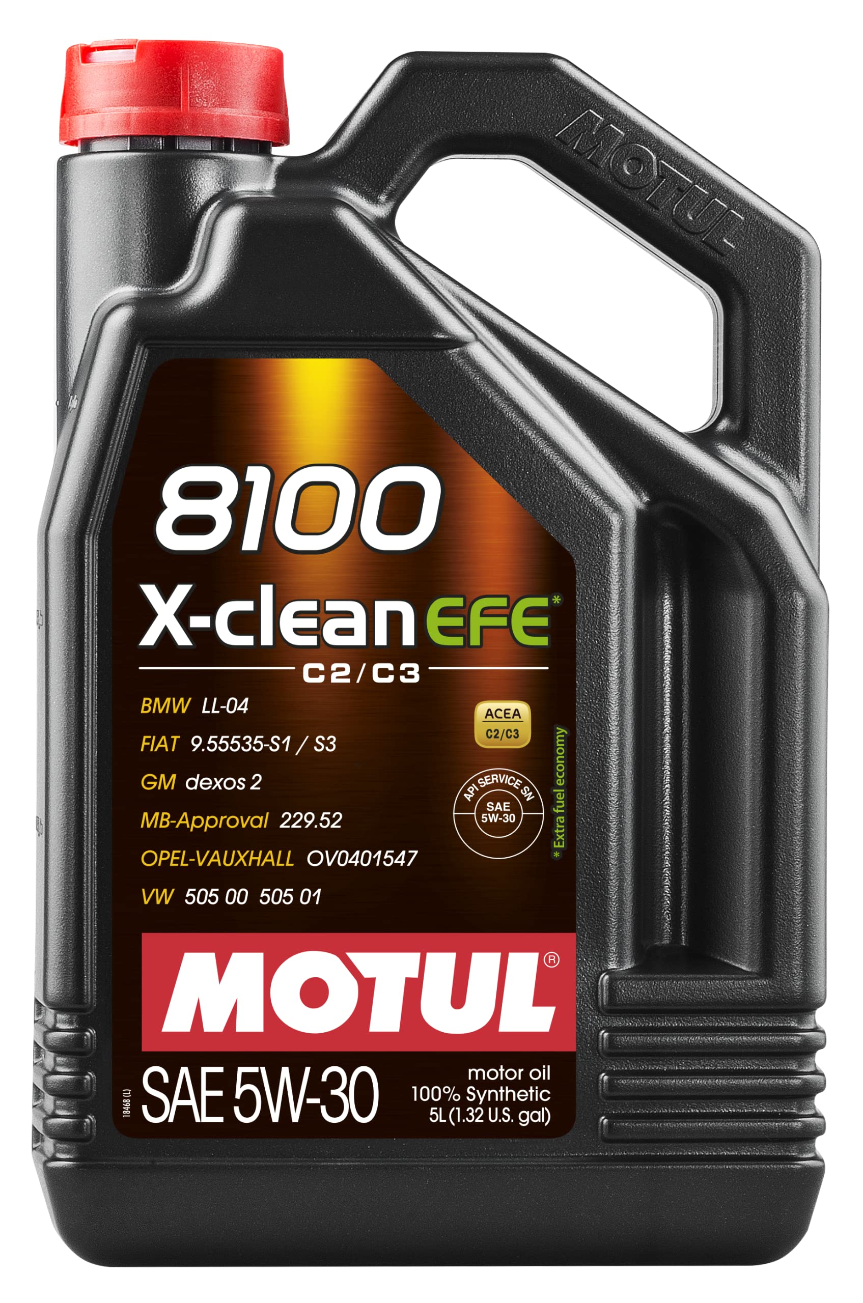 Motul 107206/74 engine lubricating oil 8100 X-Clean EFE C2/C3 5W30 5 L, brown