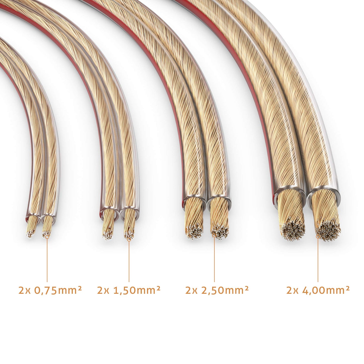 Sonero 50 meters 2x4.00mm² CCA speaker cable / speaker cable, color: transparent, 50 m - S-SC2400T-50