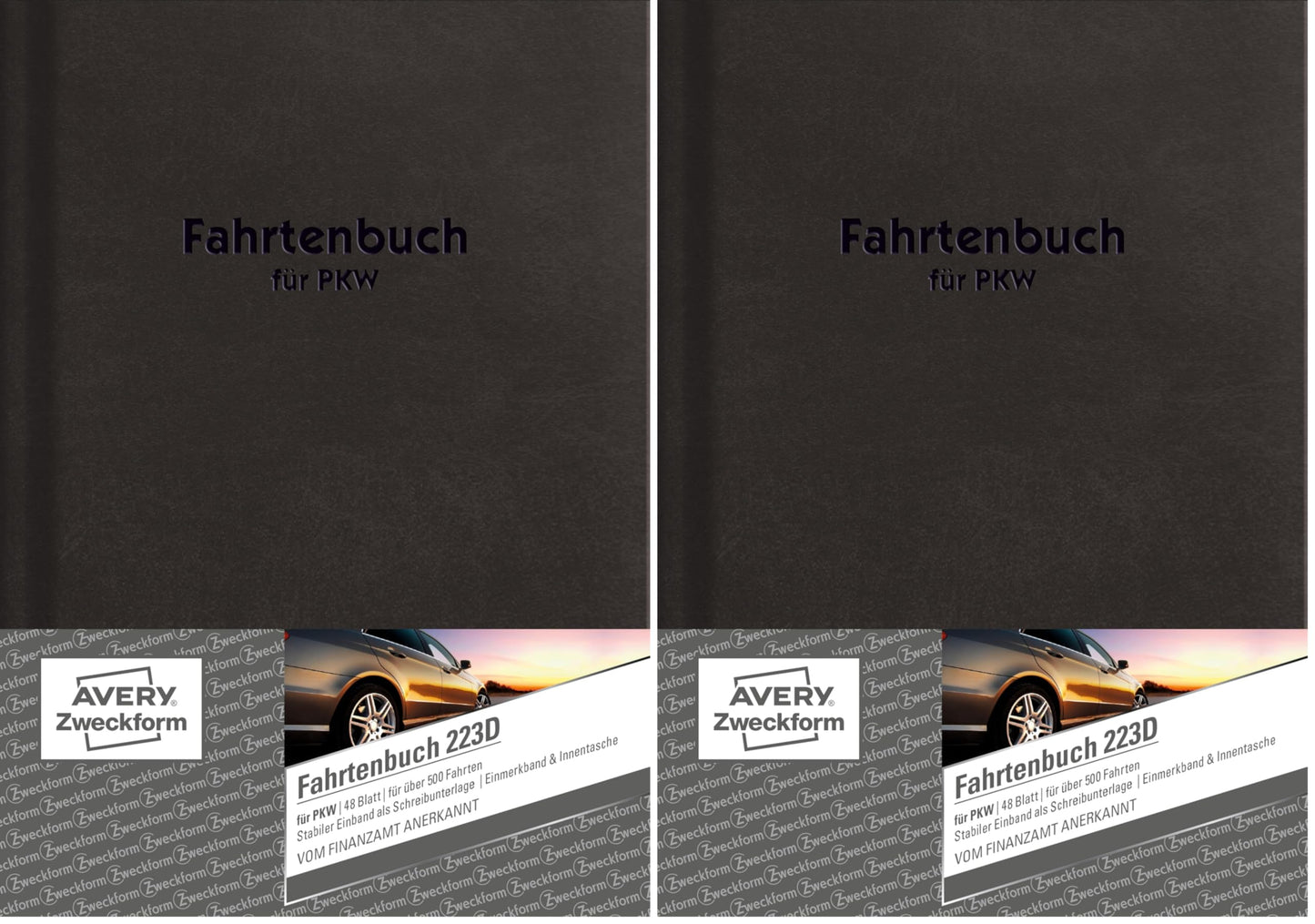 AVERY Zweckform 223D hardcover car logbook (tax office recognized, DIN A5 210x148mm, 96 pages|506 trips, Germany & Austria, delimitation of private/business trips) 1 piece