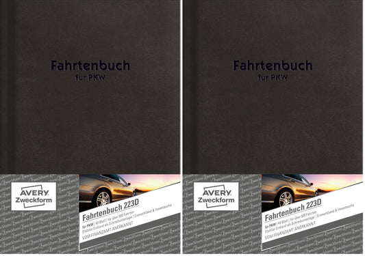 AVERY Zweckform 223D hardcover car logbook (tax office recognized, DIN A5 210x148mm, 96 pages|506 trips, Germany & Austria, delimitation of private/business trips) 1 piece