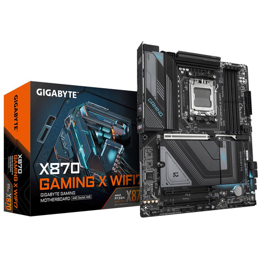 Placa de bază GIGABYTE X870 Gaming X WIFI7 - Suportă procesoare AMD Ryzen 9000, VRM cu 16+2+2 faze, până la 8000MHz DDR5 (OC), 1xPCIe 5.0, Wi-Fi 7, LAN 2.5GbE, USB 4