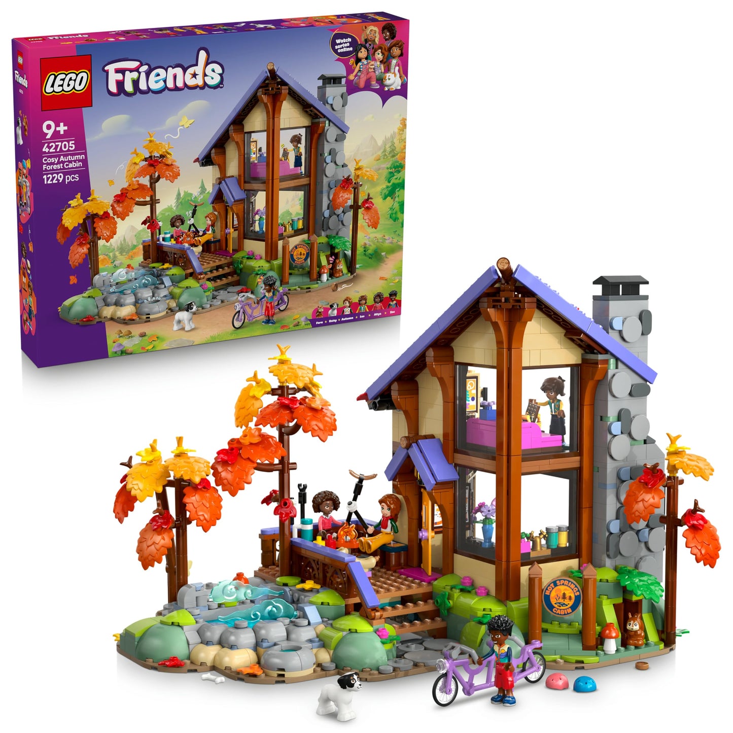 LEGO Friends Cozy Hut in the Autumn Forest - Miniature Playhouse with 4 Minifigures, 2 Pet Figures & Accessories - Children's Room Decoration - Gift Idea for Girls Ages 9 and Up - 42705