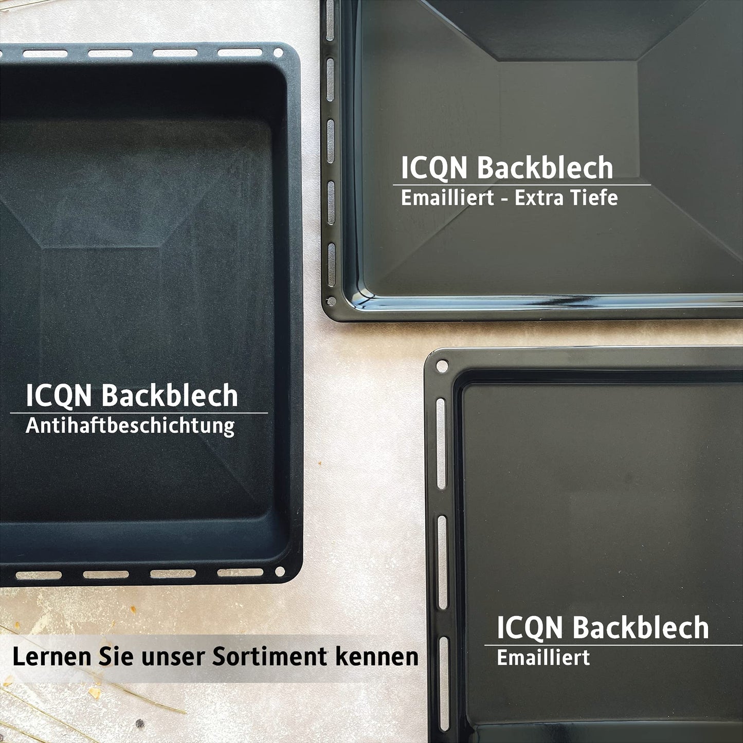 ICQN baking tray with non-stick coating 45.5 x 37.5 x 6 cm | Extra deep drip pan for oven and stove | Suitable for Bosch, Siemens, Neff, Constructa, Flavel | Non-stick | 455x375x60mm - IQ