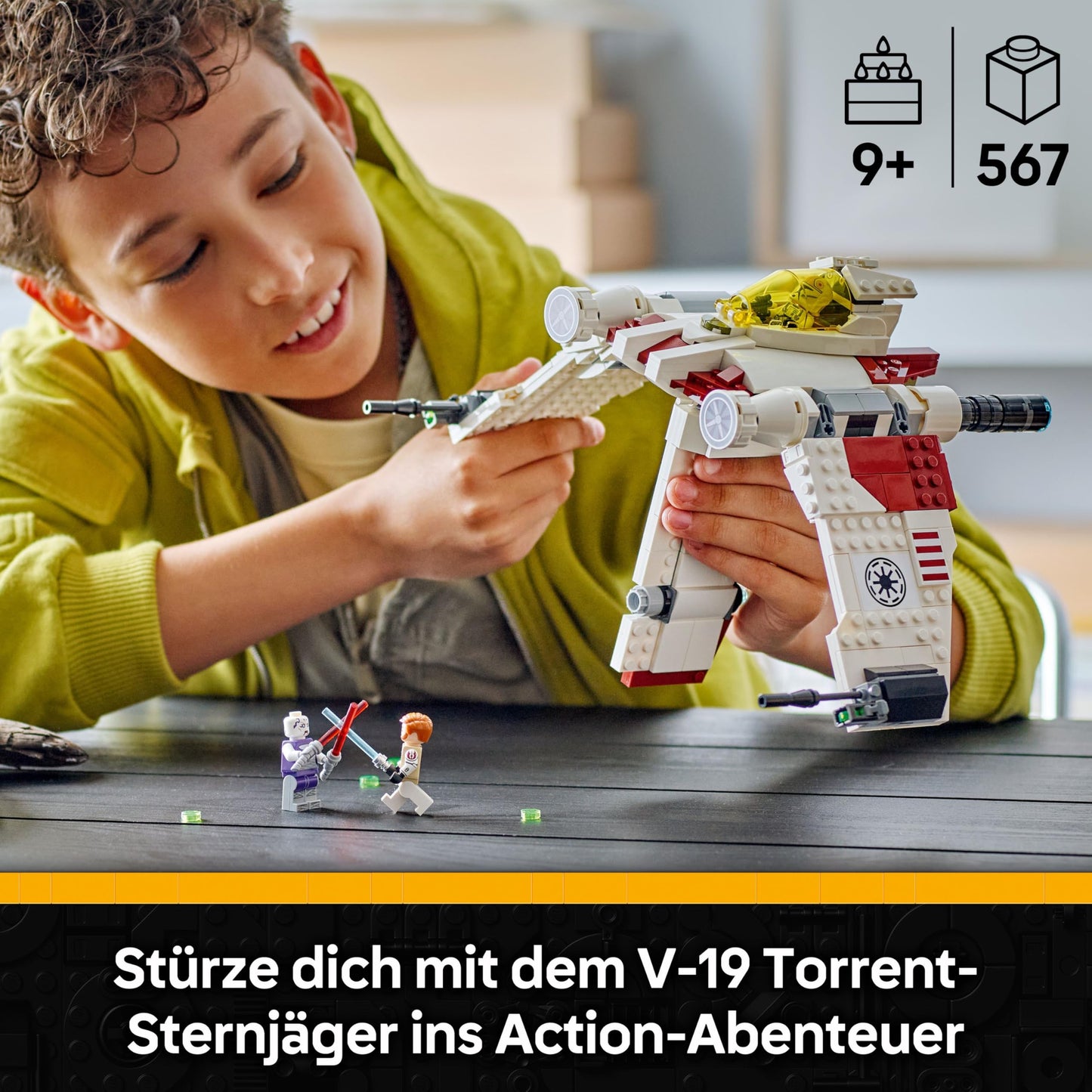 LEGO Star Wars: The Clone Wars V-19 Torrent Starfighter - Creative toy with minifigures and lightsaber - Gift for children - Model building for girls and boys aged 9 and up - 75432