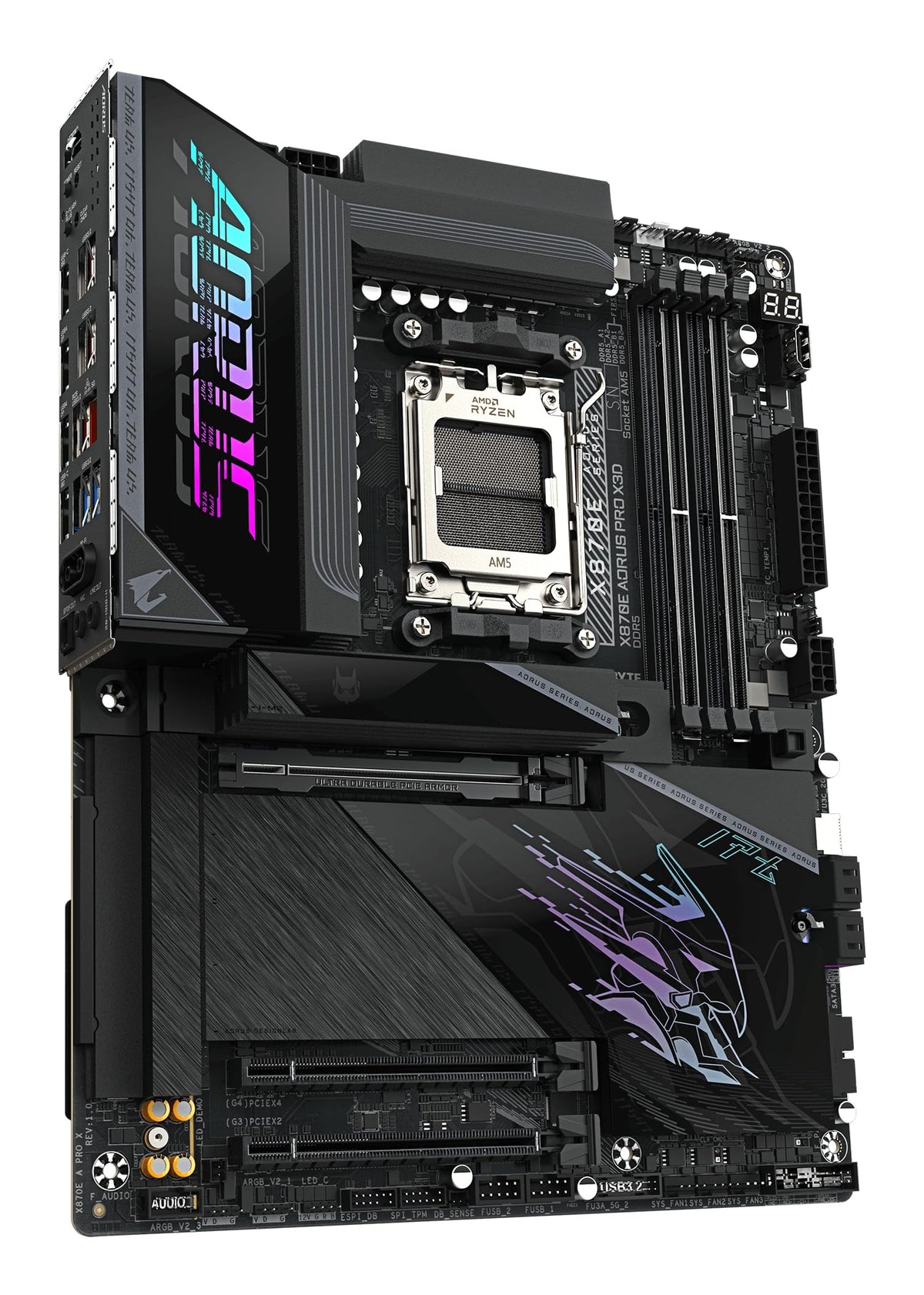 GIGABYTE X870E AORUS PRO X3D Mainboard - Supports AMD Ryzen 9000 CPUs, digital 18+2+2 phase VRM, up to 9000MHz DDR5 (O.C.), 2xPCIe 5.0 + 2xPCIe 4.0, Wi-Fi 7, 5GbE LAN, USB 4