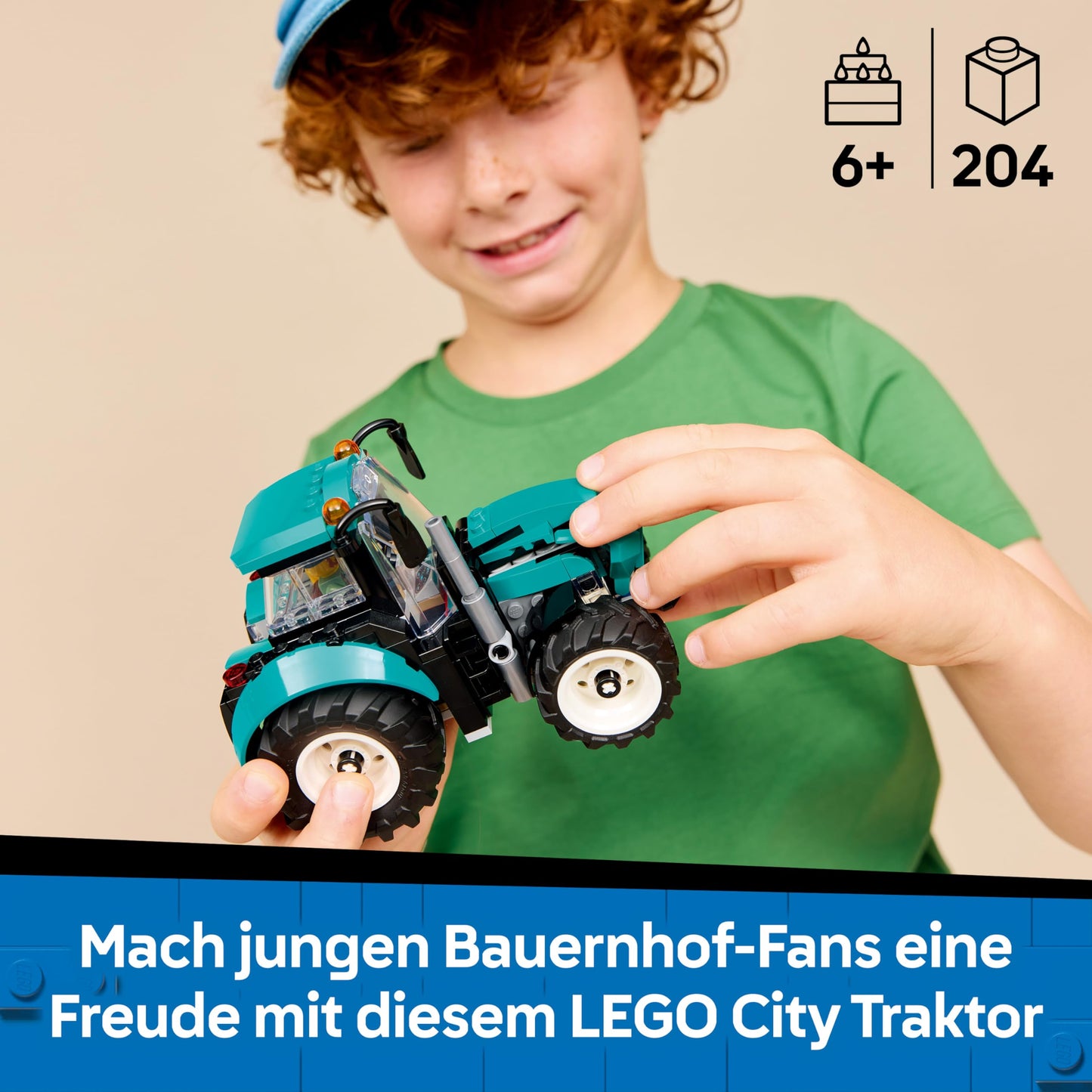 LEGO City Tractor - toy farm vehicle model building with farmer minifigure - birthday gift for boys aged 6 and over and technology fans - 60498