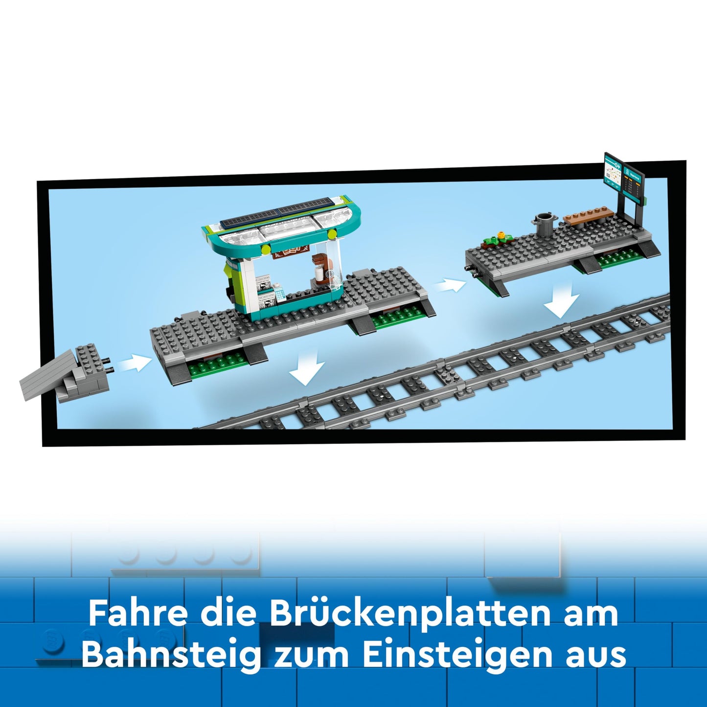 LEGO City tram with stop, gift idea for fans of vehicle toys aged 7 and over, with 6 minifigures and a guide dog for role play, building toy 60423