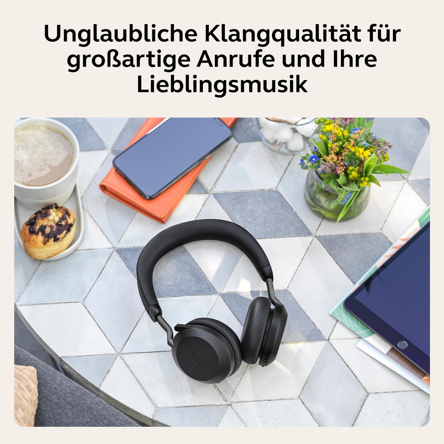 Jabra Evolve2 75 Wireless PC Headset with 8-microphone technology - dual foam stereo headphones with advanced active noise cancellation, USB-A Bluetooth adapter and UC compatibility - Black - 27599-989-999