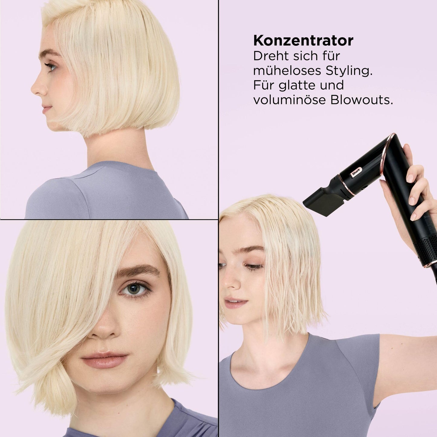 Shark FlexStyle 5-in-1 Air Styler & Hair Dryer, Auto Wrap Curl Attachment, Paddle Brush, Oval Brush, Concentrator, Diffuser, Storage Case, No Heat Damage, Black/Rose Gold, HD446EU