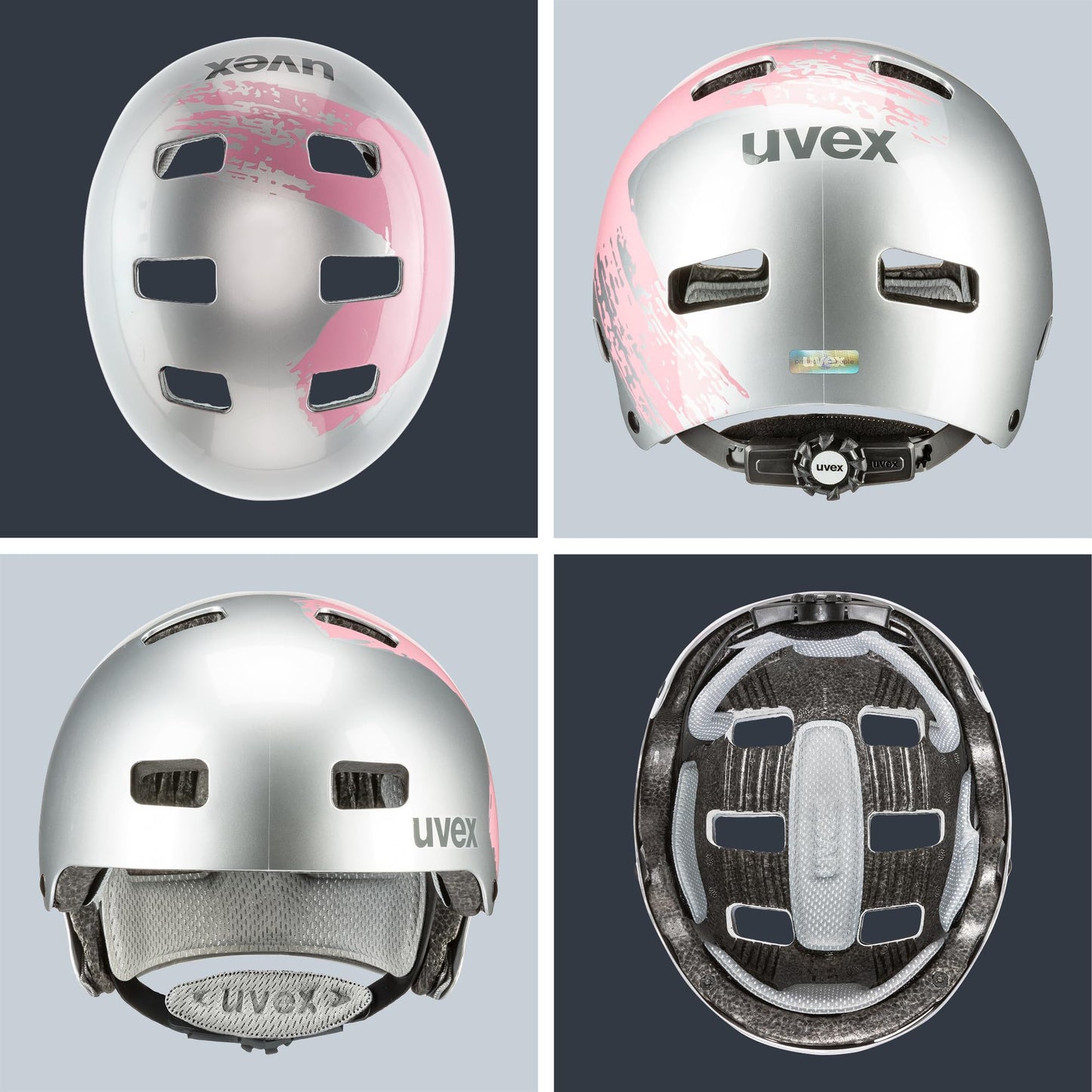 uvex Kid 3 - robust bicycle helmet for children - individual size adjustment - optimized ventilation - silver - rosé - 51-55 cm - S4148193615