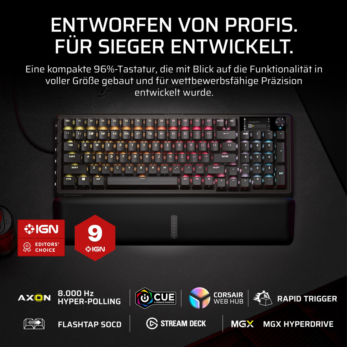 Corsair Vanguard PRO 96 Wired Gaming Keyboard - Black - CH-91E911G-DE