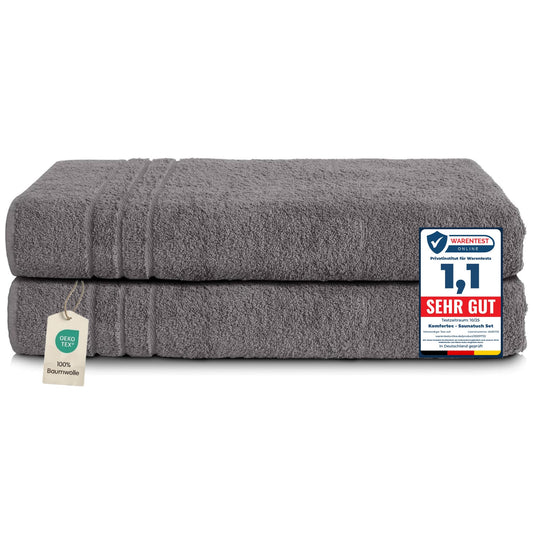 Set prosoape de saună Komfortec 2 80x200 cm, prosoape mari de saună din bumbac 100%, prosoape de saună pufoase și absorbante, cu uscare rapidă, gri antracit - 2buc-80x200-antracit