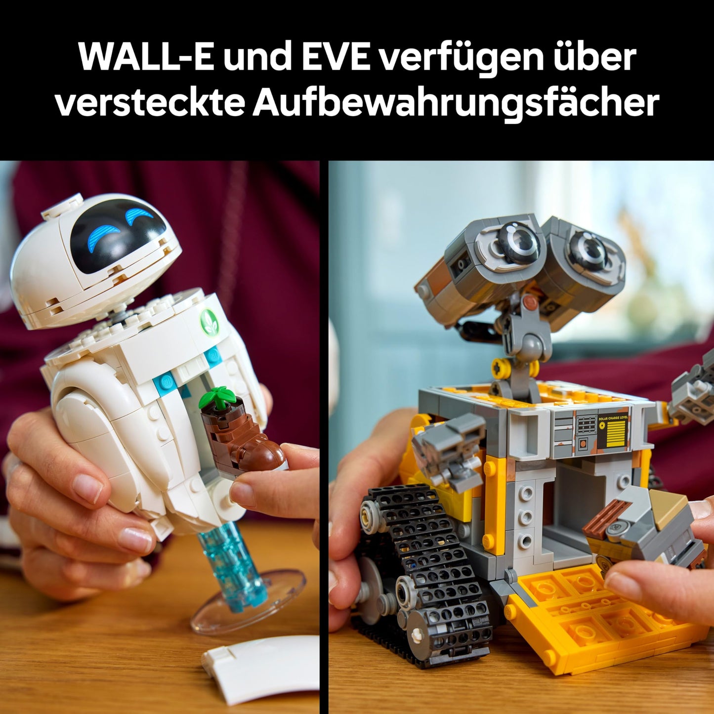 LEGO ǀ Disney and Pixar WALL-E and EVE - model building for adults - robots built from stones with M-O & Hal figures - DIY decoration - collector's item & gift for fans - 43279