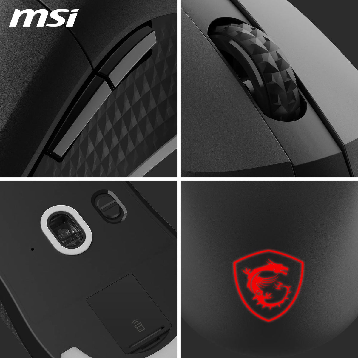 MSI Versa 300 Wireless Gaming Mouse – 8000 DPI optical sensor, 1000 Hz polling rate, symmetrical design, 30M+ clicks, 6 buttons, 50-hour battery life, 1 ms latency, 60 g – Wired/Wireless - S12-4301260-CLA
