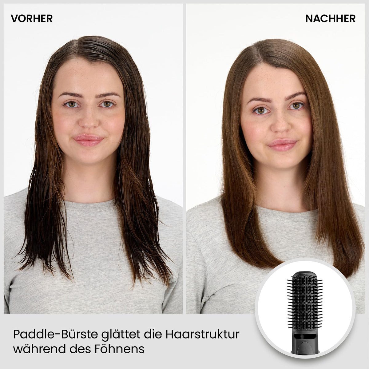 BaByliss Smooth Finish 1200 – 4-in-1 Hot Air Brush for Drying, Styling, Smoothing & Volume, Ion & Ceramic Technology, 4 Attachments, 1200W, Black/Pink, AS122E