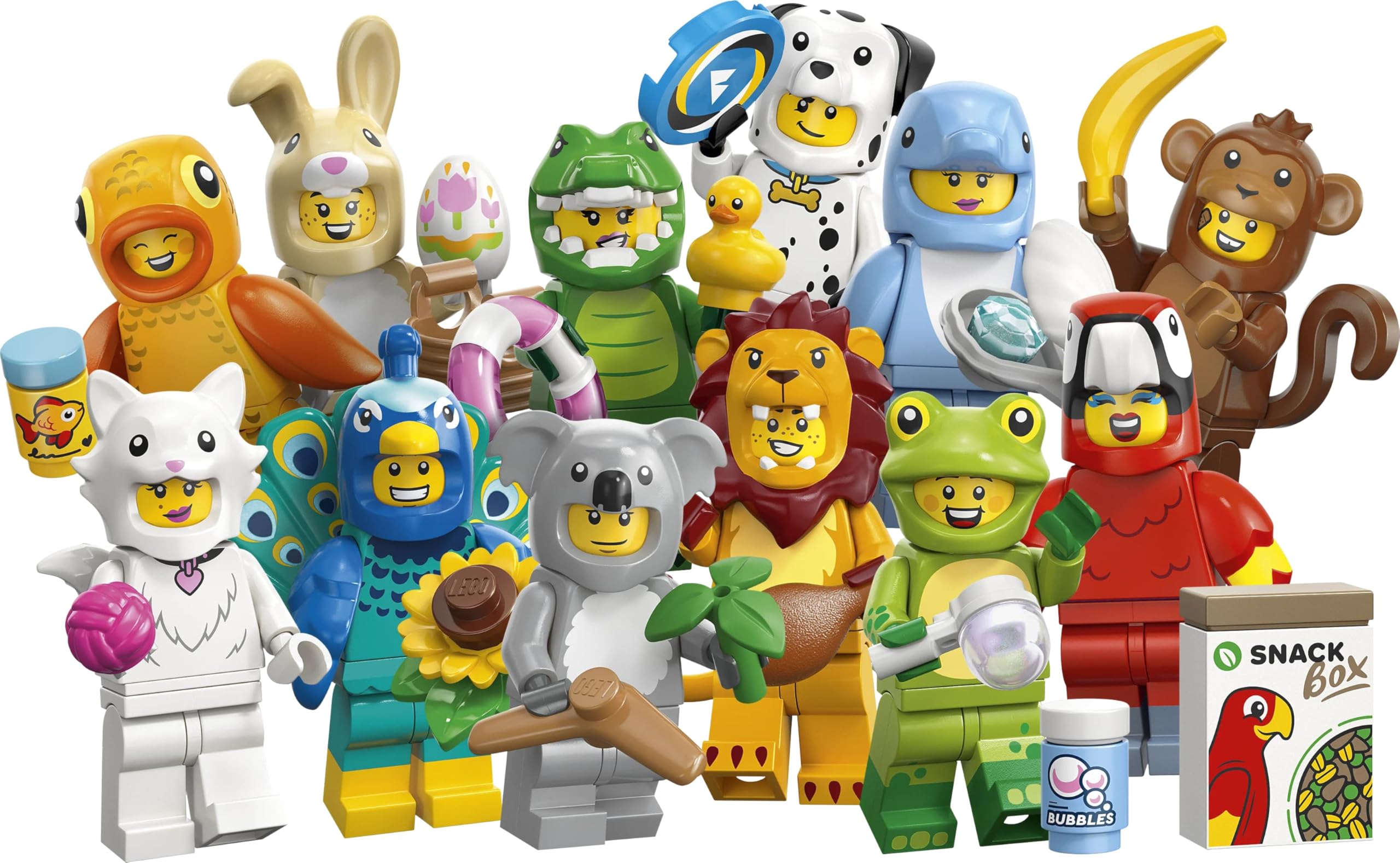 LEGO minifigures animals series 28 - surprise box - 1 of 12 collectible figures - figures including lion, bunny, cat and dolphin - children's birthday party bag for boys and girls aged 5 and over - 71051