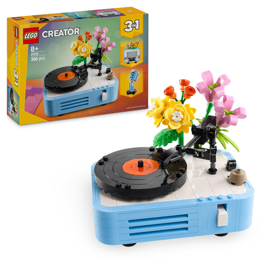 LEGO Creator 31172 3-in-1 record player with flowers, building toy - converts into a radio model or microphone - music toy for 8+ year old girls and boys - creative gift idea