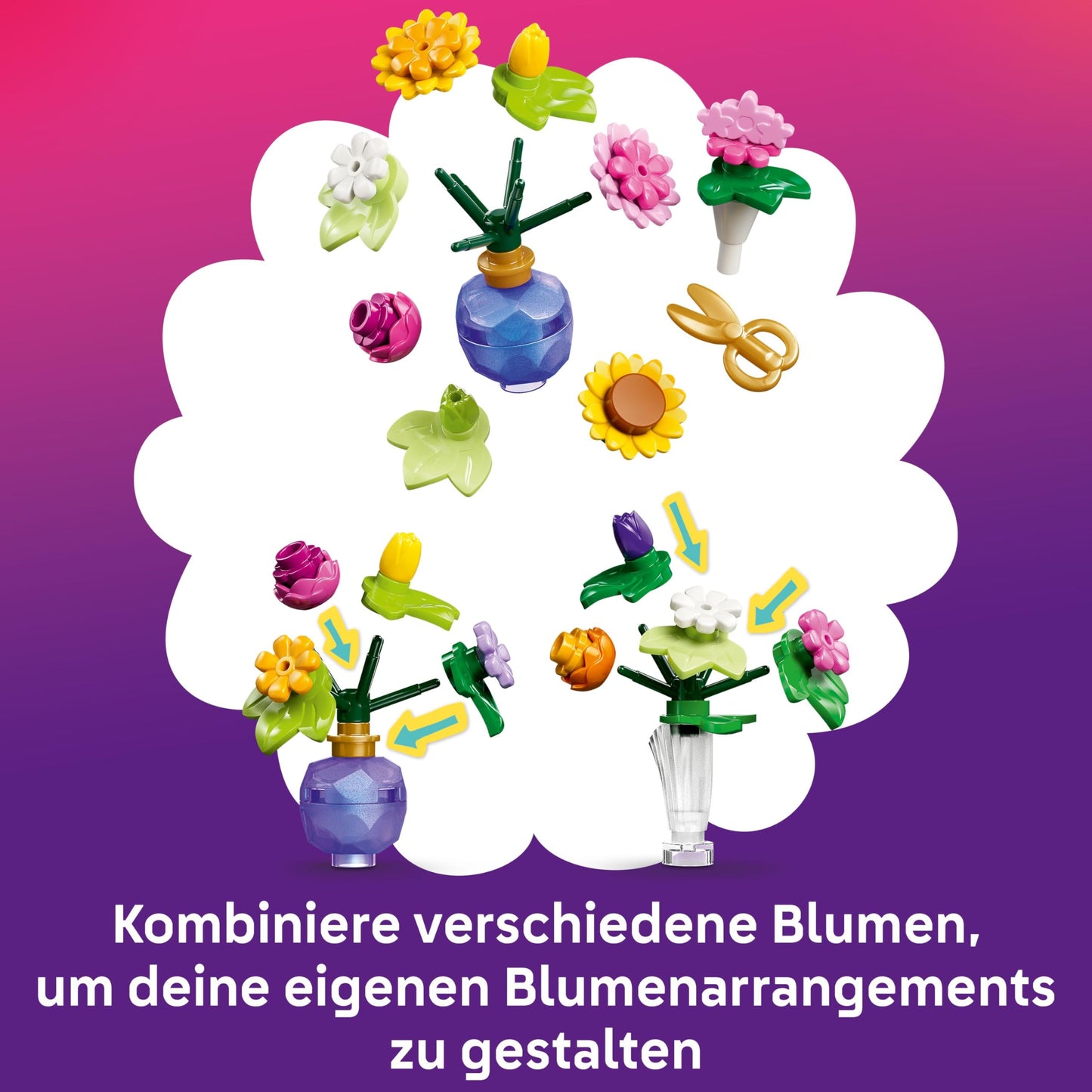 LEGO Friends Creative Flower Shop - Miniature playset with artificial flowers, vases & bouquets, 2 minifigures, bicycle & accessories - Children's room decoration - Gift idea for girls aged 7 and up - 42693