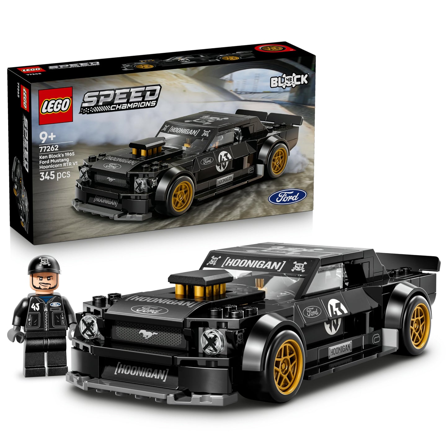 LEGO Speed Champions Ken Blocks 1965 Ford Mustang Hoonicorn V1 - Muscle Car Toy - Model Building with Minifigure to Collect - Children's Room Decoration - Mint Gift for Boys Ages 9 and Up and Fans - 77262