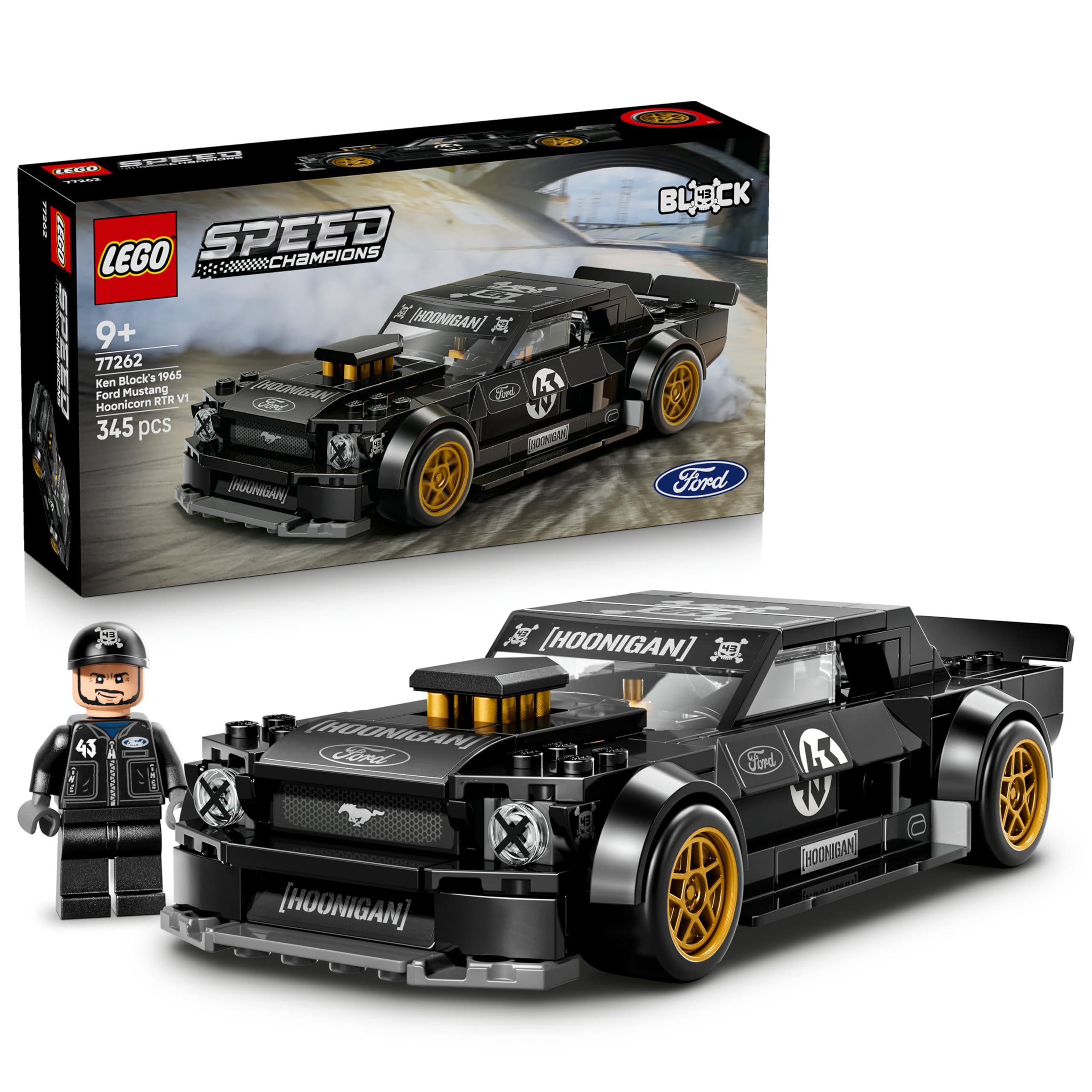 LEGO Speed Champions Ken Blocks 1965 Ford Mustang Hoonicorn V1 - Muscle Car Toy - Model Building with Minifigure to Collect - Children's Room Decoration - Mint Gift for Boys Ages 9 and Up and Fans - 77262