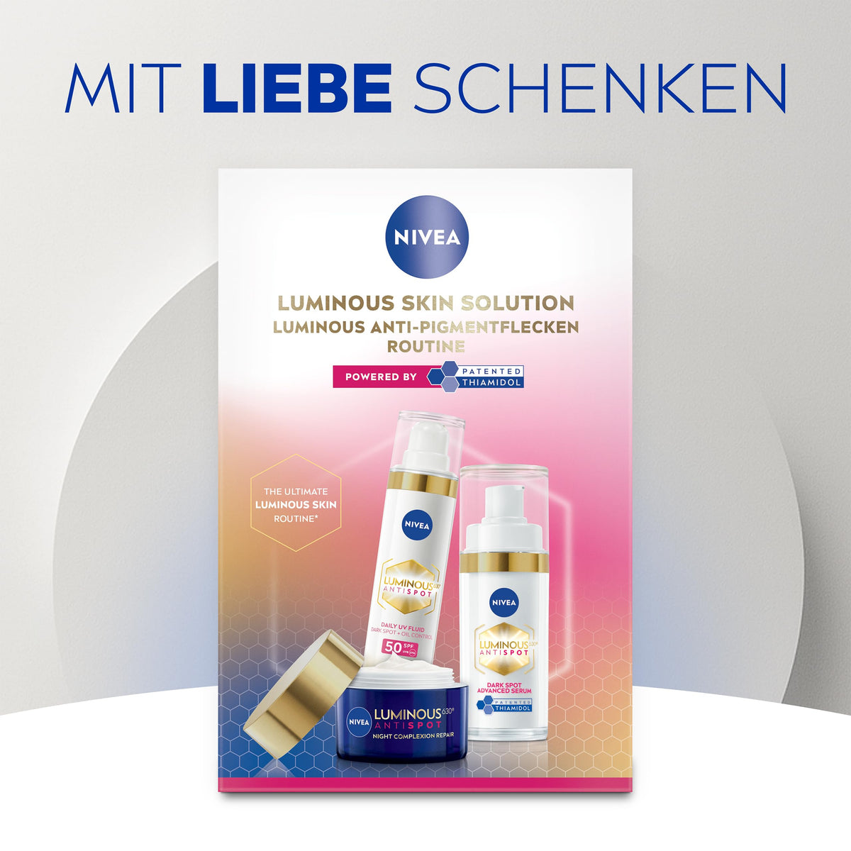 NIVEA LUMINOUS630 Face Care Set, Day Cream (50 ml), Night Cream (50 ml) & Intensive Serum (30 ml) against pigmentation spots, care set for even and radiant skin. - 93631-01003-25
