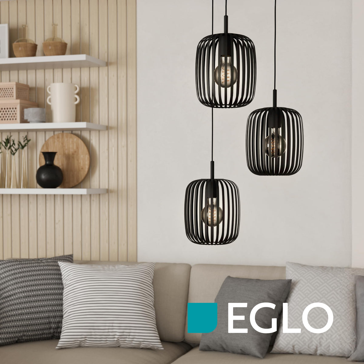 EGLO Pendant Lamp Romazzina, 3-bulb Pendant Light over Dining Table - 900686
