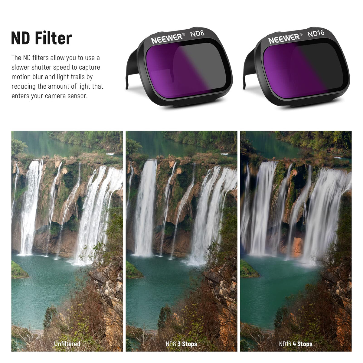 NEEWER 3er Pack ND Filterset, sticlă optică HD cu mai multe straturi, filtre ND8+ND16+CPL, compatibile cu DJI Mavic Mini, Mini 2, Mini SE, Mini 2SE - FL-DM