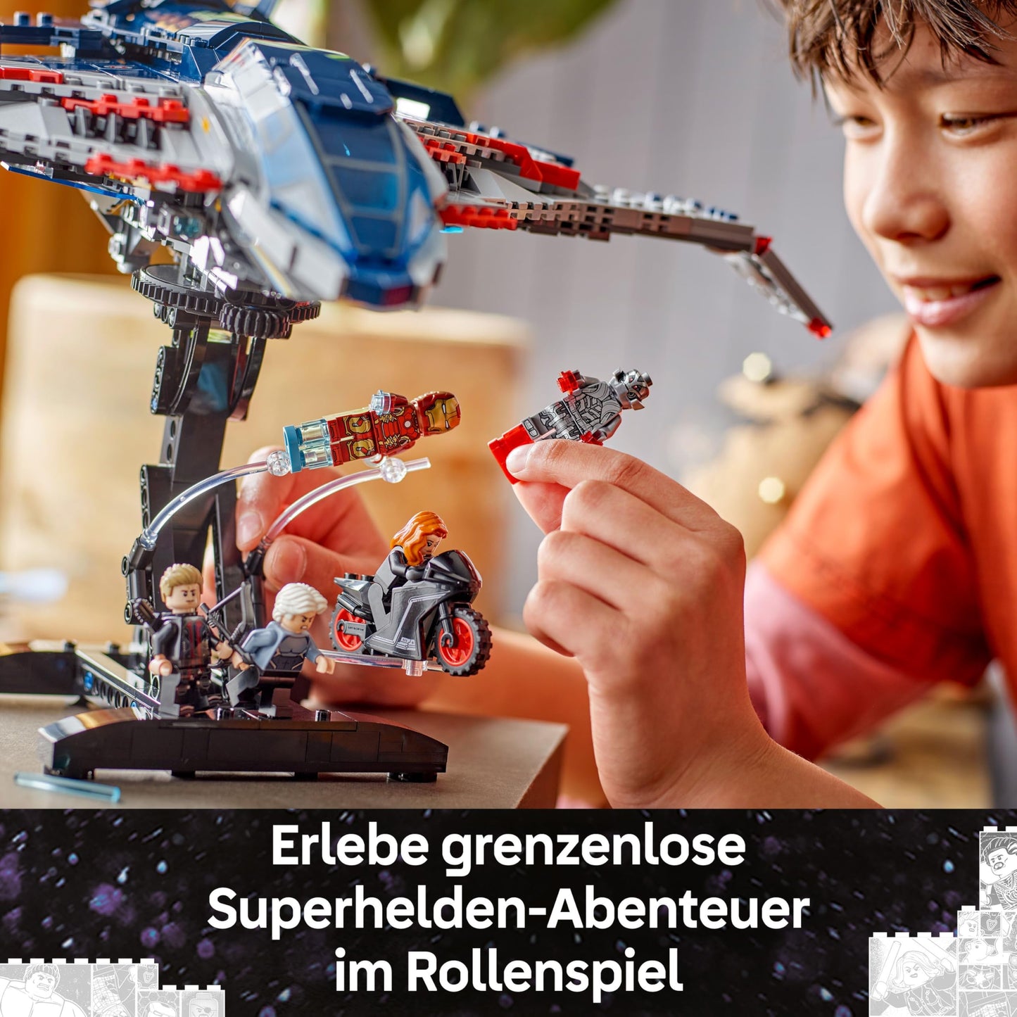 LEGO | Marvel Avengers: Age of Ultron Quinjet - Superhero Toy Airplane with Motorbike and 5 Minifigures Including Iron Man, Black Widow and Ultron - Gift for Boys Ages 12 and Up - 76325
