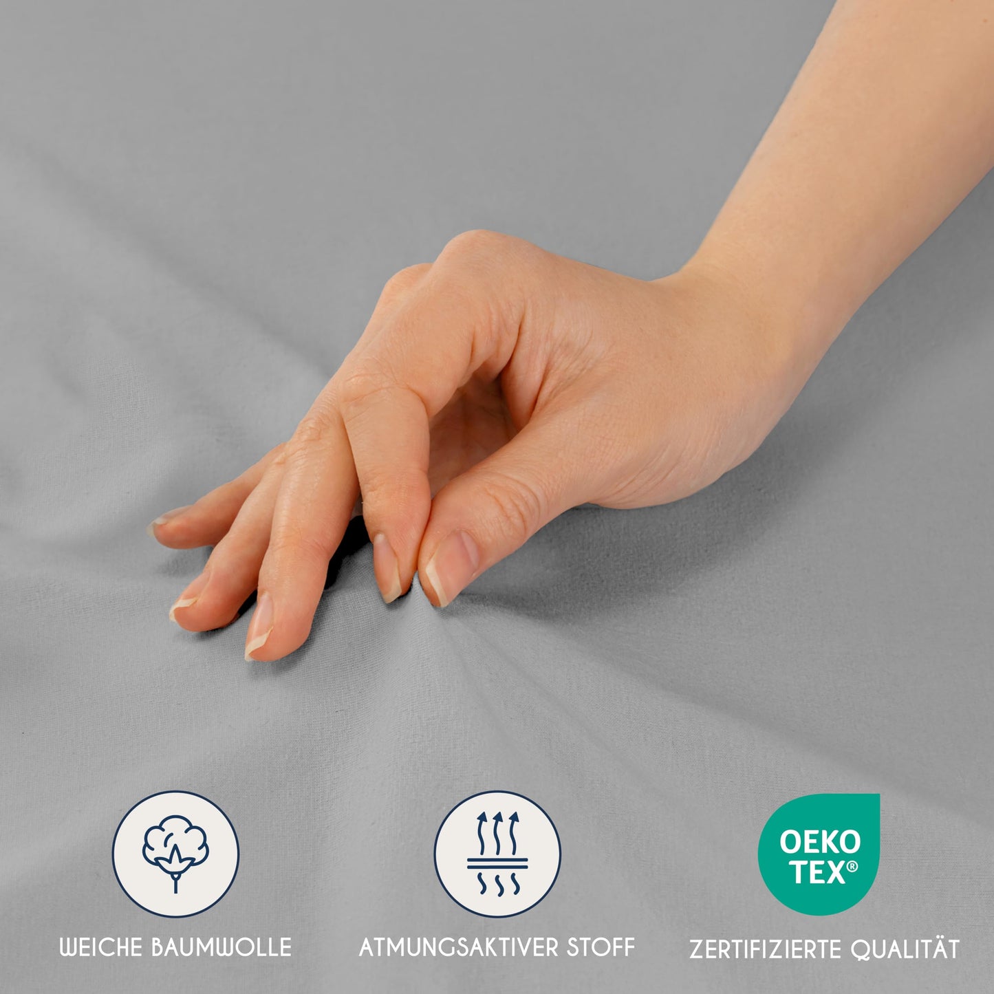 Dreamzie - fitted sheet 180x200cm - cotton Oeko Tex certified - gray - 100% jersey fitted sheet 180x200 - DHC_180x200_Gr_2