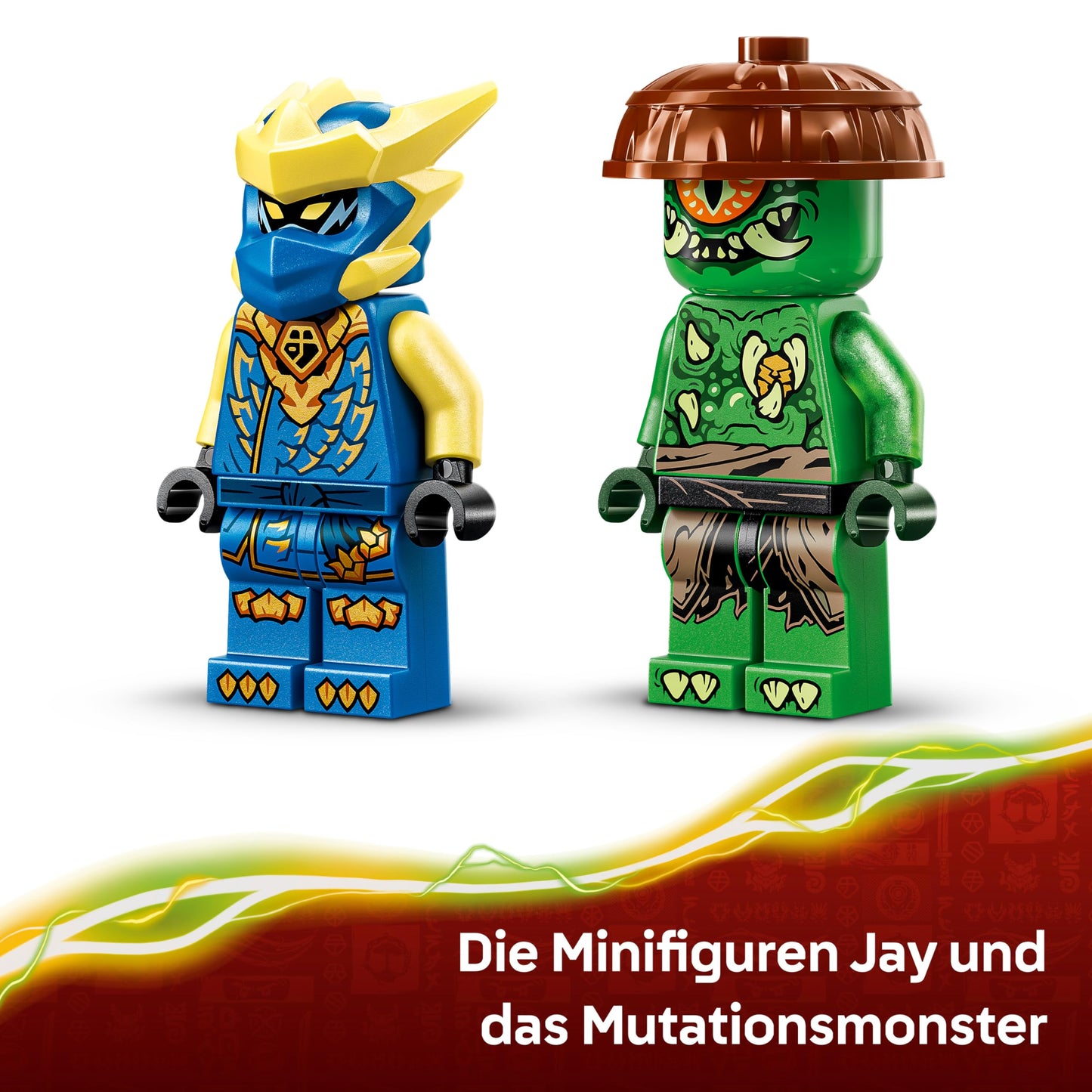 LEGO NINJAGO Duel with Jay's Dragon Mech - Ninja toy for boys and girls - model building with 2 action figures, 2 minifigures, katana and sword - gift for children aged 4 and over - 71853
