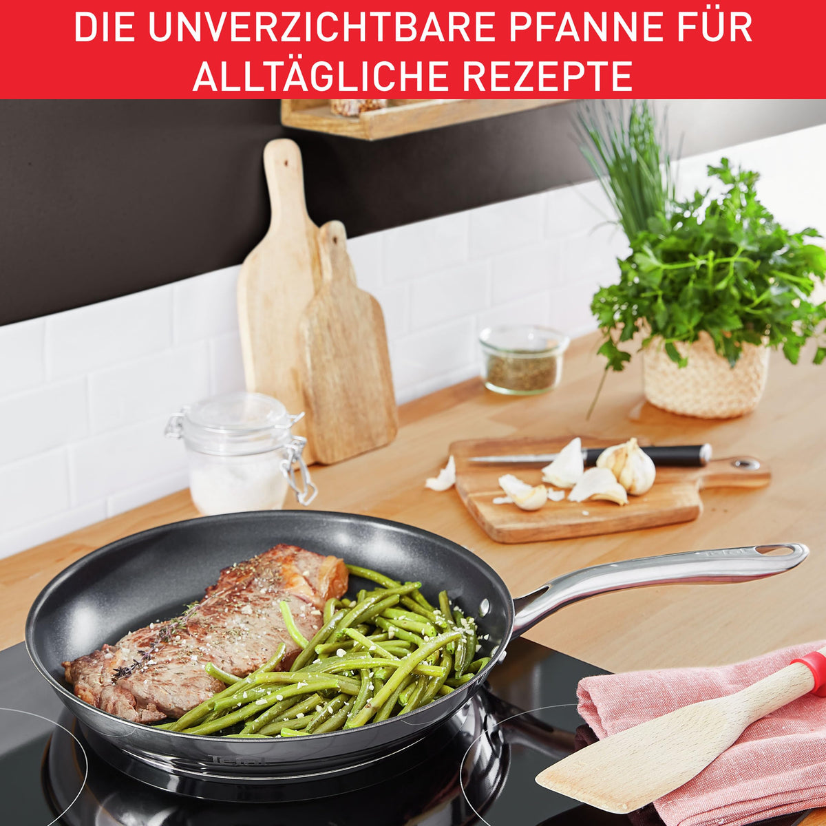 Tefal Infinite Induction Frying Pan 28 cm, frying pan with non-stick coating, Thermo-Signal for ideal cooking temperature, easy to clean, suitable for all types of cooktops, premium stainless steel, H81506 - H8150625