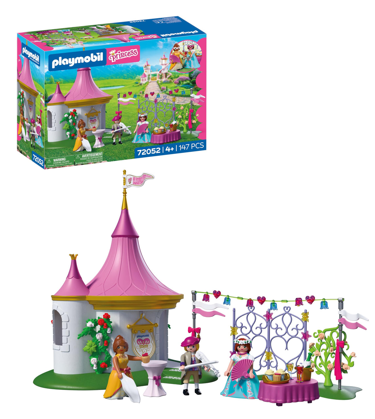 PLAYMOBIL | Princess | Masked ball in the pavilion | 3 figures with pavilion and buffet | Promotes creativity | Princess toy for ages 4+ | 72052