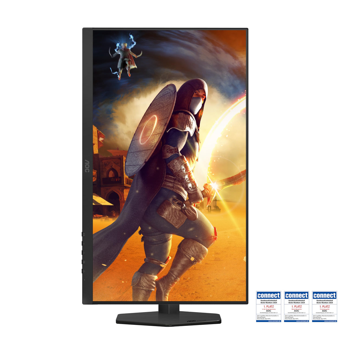 AOC Q27G4SRU Monitor de gaming de 27 inch WQHD cu hub USB, 320Hz, panou Fast IPS, 1ms GtG, HDR400, compatibil G-Sync, ajustare pe înălțime, difuzoare, (2560x1440 HDMI 2X 2.1 DP 1x 1.4) negru