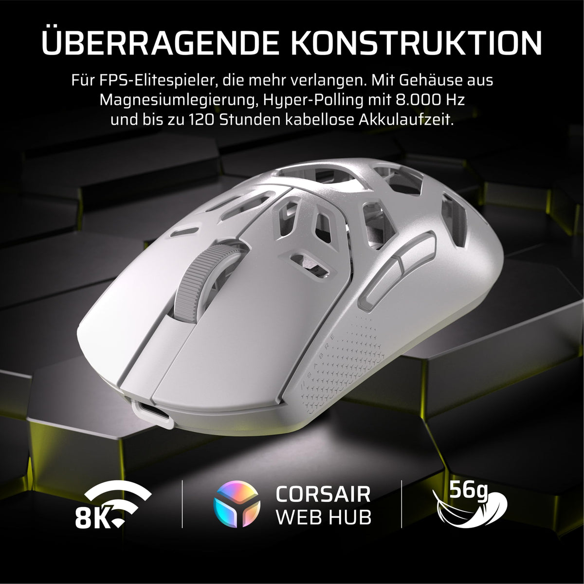 Corsair Sabre v2 PRO Mouse de gaming wireless MG FPS – Alb - CH-931G101-WW