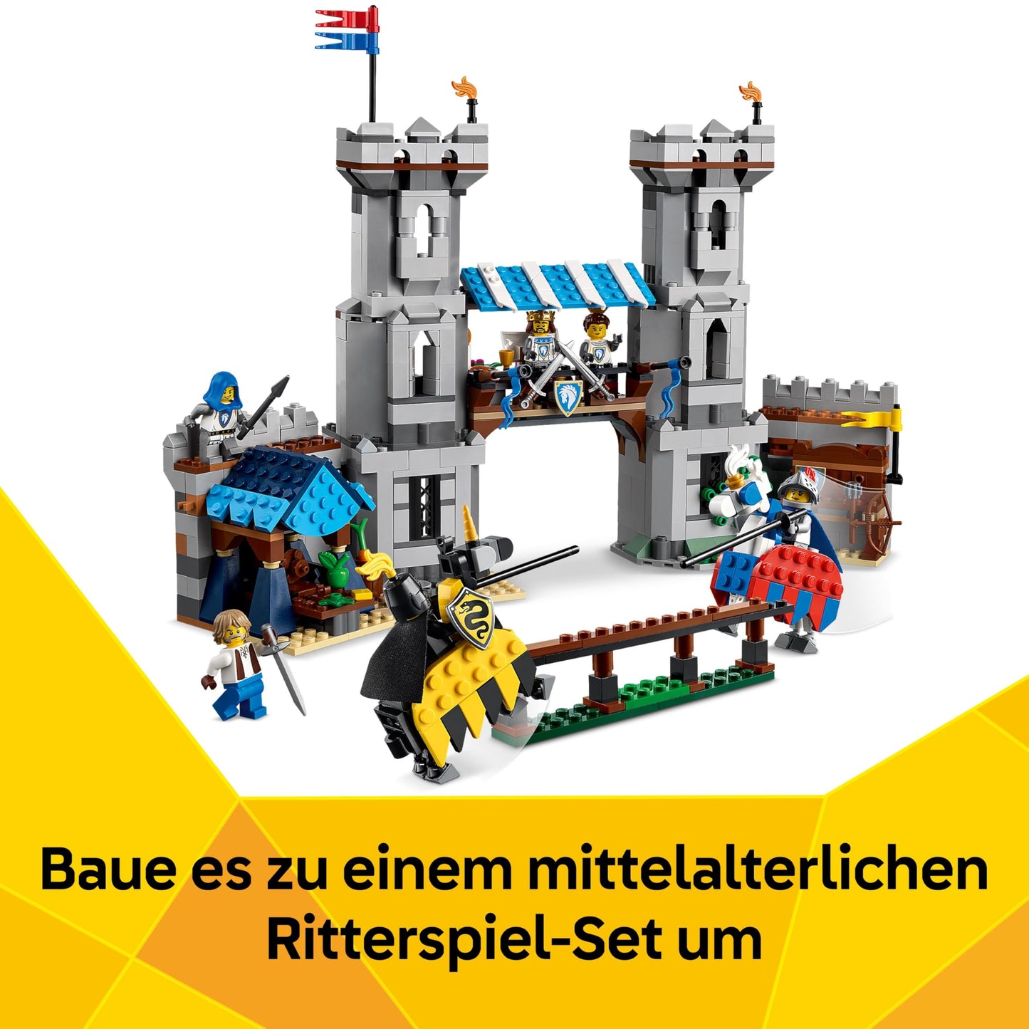 LEGO Creator Knight's Castle in the Middle Ages - 3-in-1 building set - Toy knight's castle - Convertible into knight's tournament scene or city - 6 minifigures - Gift for boys and girls aged 9 and up 31168