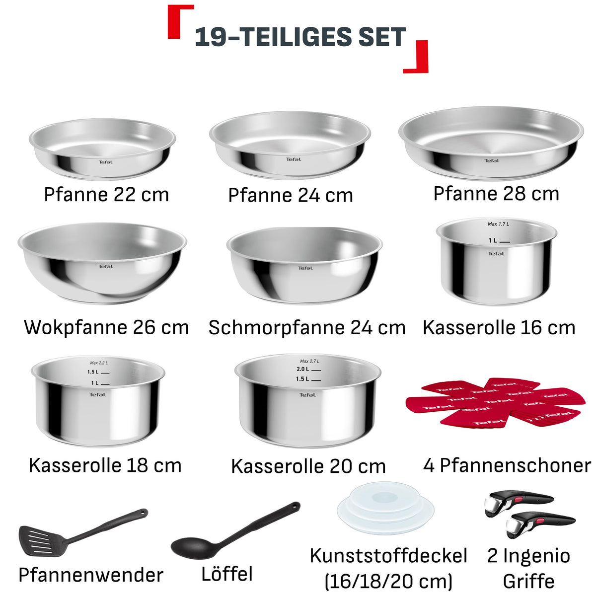 Tefal Ingenio Comfort Max oțel inoxidabil neacoperit - L968SJ34