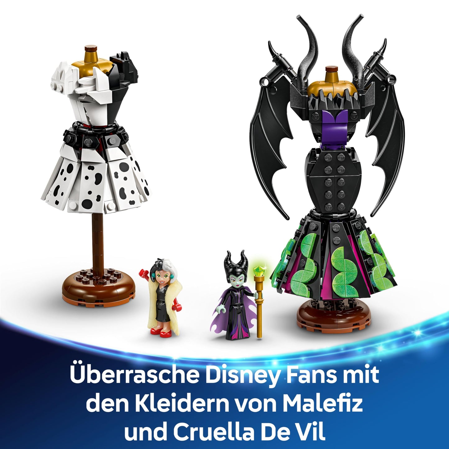 LEGO ǀ Disney Villains The Clothes of Maleficent and Cruella De Vil - Toys for Boys and Girls from 9 Years - Includes 2 Mini Dolls & 2 Animal Figures - Birthday Gift for Fans 43262