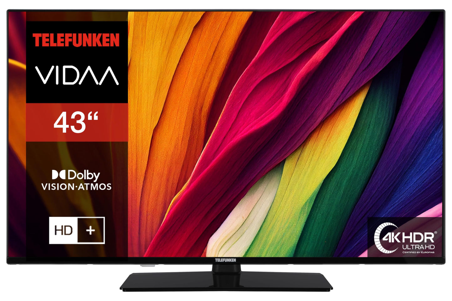 TELEFUNKEN XU43VP750M 43 inch TV VIDAA Smart TV, 4K UHD, HDR Dolby Vision, triple tuner, LED TV, black (2026)