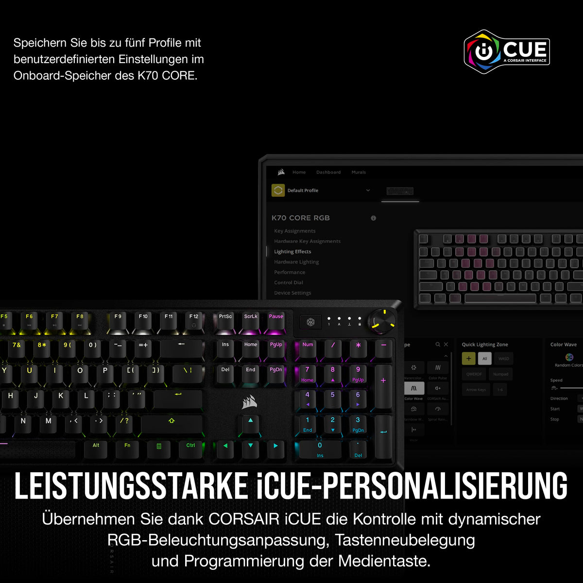 Corsair K70 CORE RGB SOCD Tastatur mecanică de gaming – Negru - CH-910981E-DE