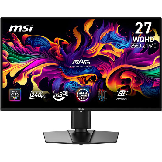 MSI MAG 274QPA QD-OLED X24 Monitor de gaming de 27 inch WQHD, 2560 x 1440, panou Quantum Dot OLED, 240 Hz, 0,03 ms, compatibil G-SYNC, AMD FreeSync Premium, HDMI 2.1, DP 1.4a, ajustabil pe înălțime, negru - 4711377389549