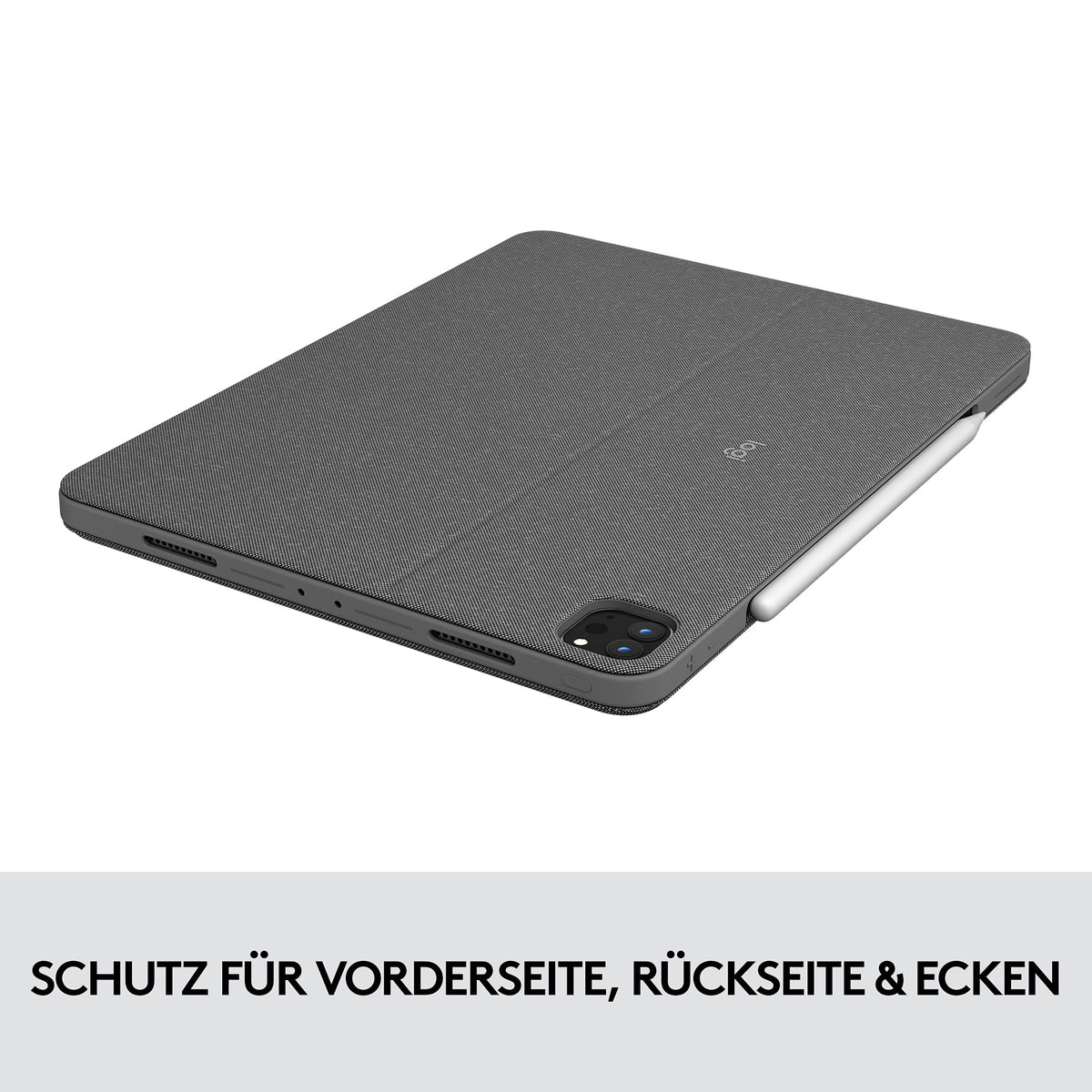 Logitech Combo Touch iPad Pro 12.9 (5th Gen - 2021) Keyboard Case, detachable keyboard with backlight, click-anywhere trackpad, Smart Connector, German QWERTZ layout - Gray G335