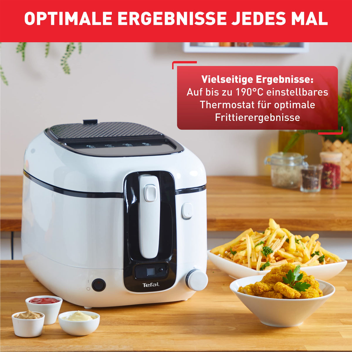 Tefal Friteuză Super Uno, inclusiv timer, capacitate: 2,2 litri, piese potrivite pentru mașina de spălat vase, strat antiaderent, filtru de miros, friteuză cu protecție împotriva stropirii cu ulei, alb/negru, FR3140